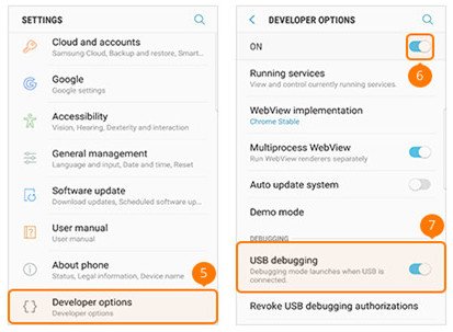 Enable USB Debug Mode on Samsung Galaxy S8/S8