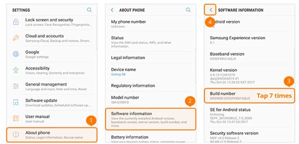 Enable USB Debug Mode on Samsung Galaxy S8/S8