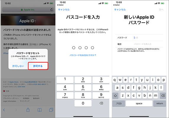 Apple IDパスワードをリセット