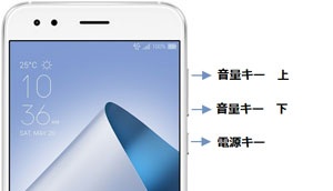 ZenFoneで音量ダウン＋電源キーを同時押す