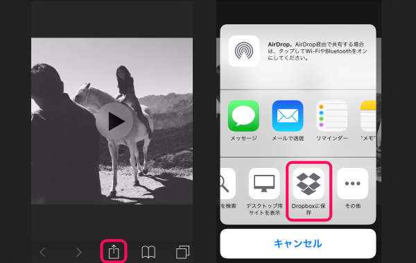 iPhoneでSHARE MOVIEを保存する