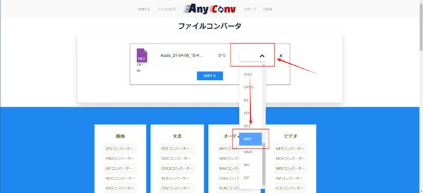 「anyconv」出力形式を指定