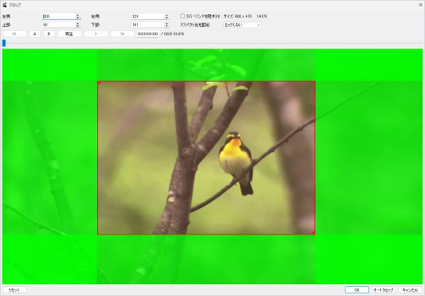 Avidemuxで動画をクロップ